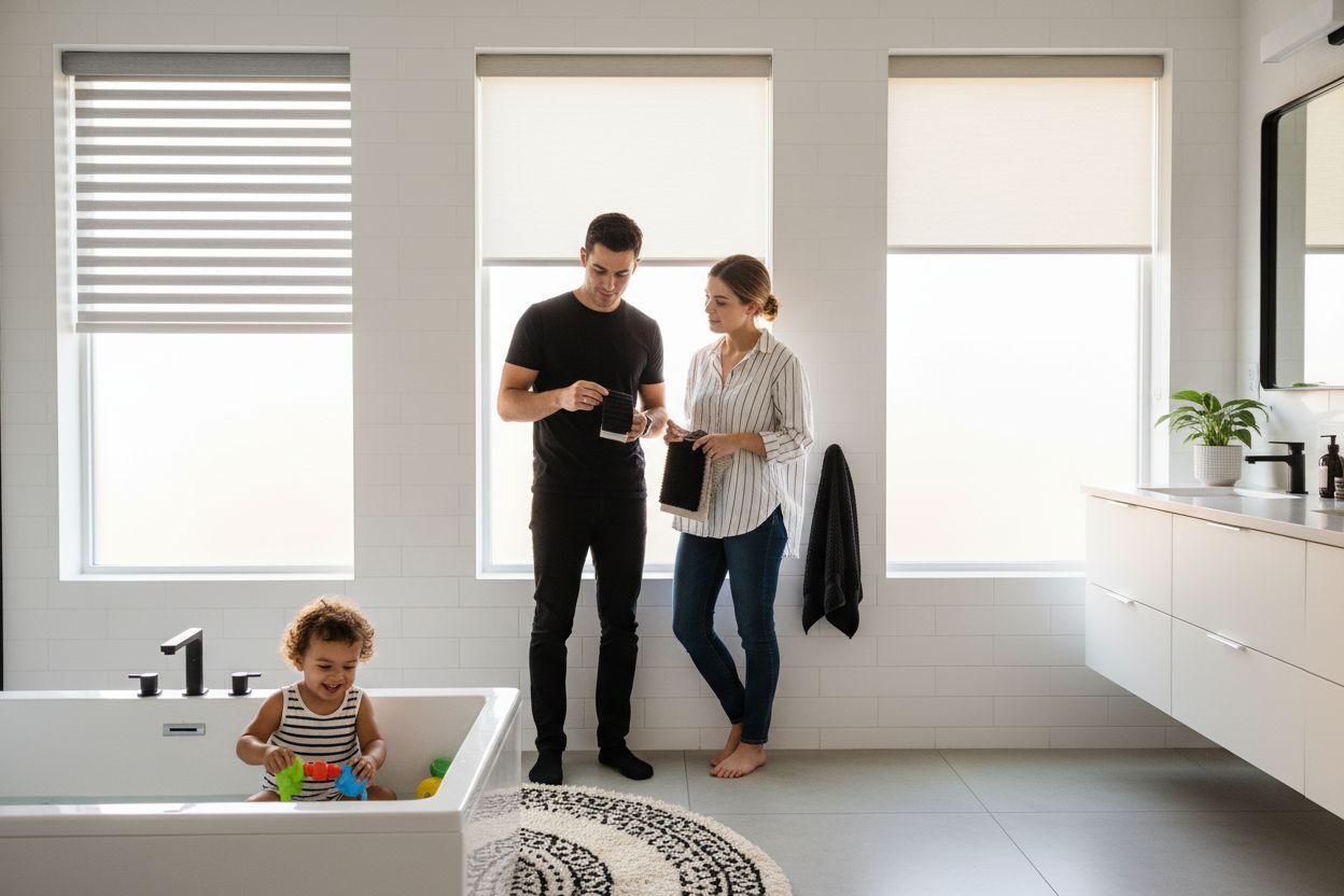 bathroom window treatments modern