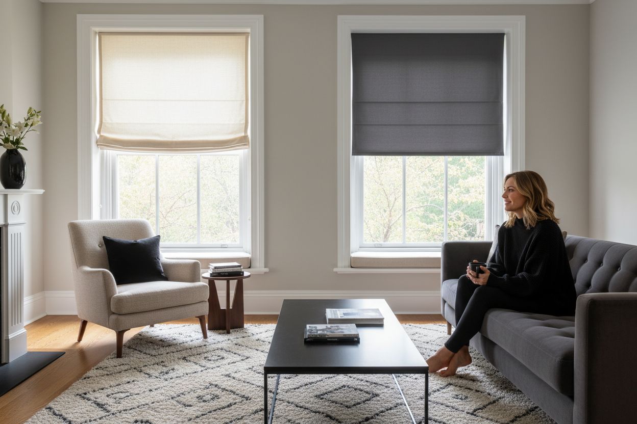 Roman and roller shades real room