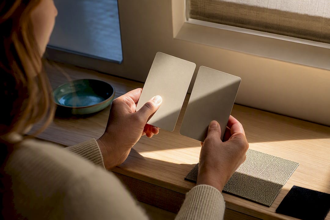 Color swatches tested beside changing window light