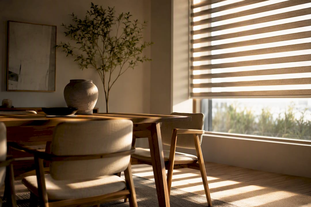 Filtered sunlight through transitional shade bands