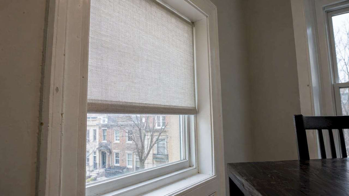 Fabric shade fitted inside a window recess