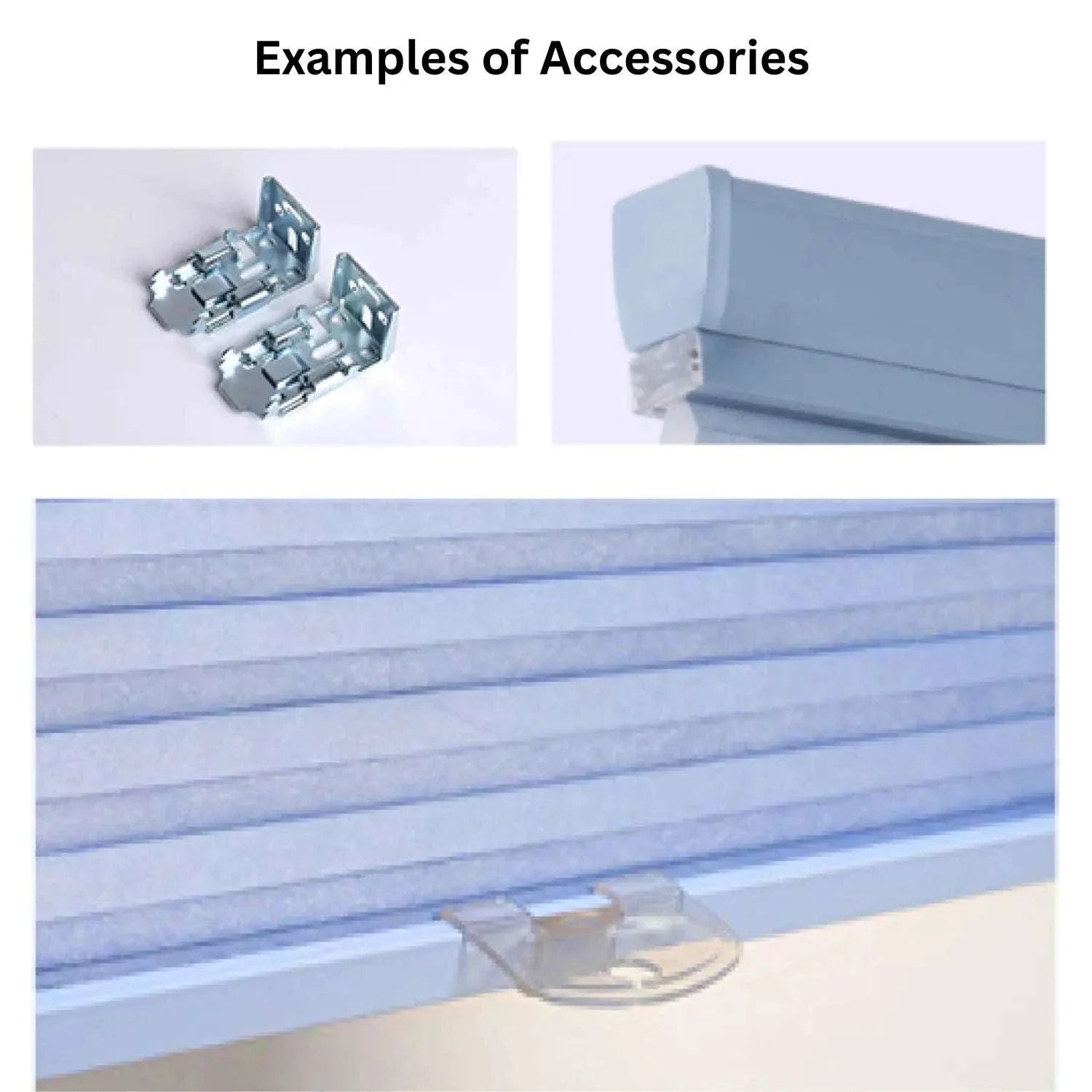 Value Blinds™ Premium cordless top down bottom up light filtering cellular shades in blue with mounting brackets and clip accessories