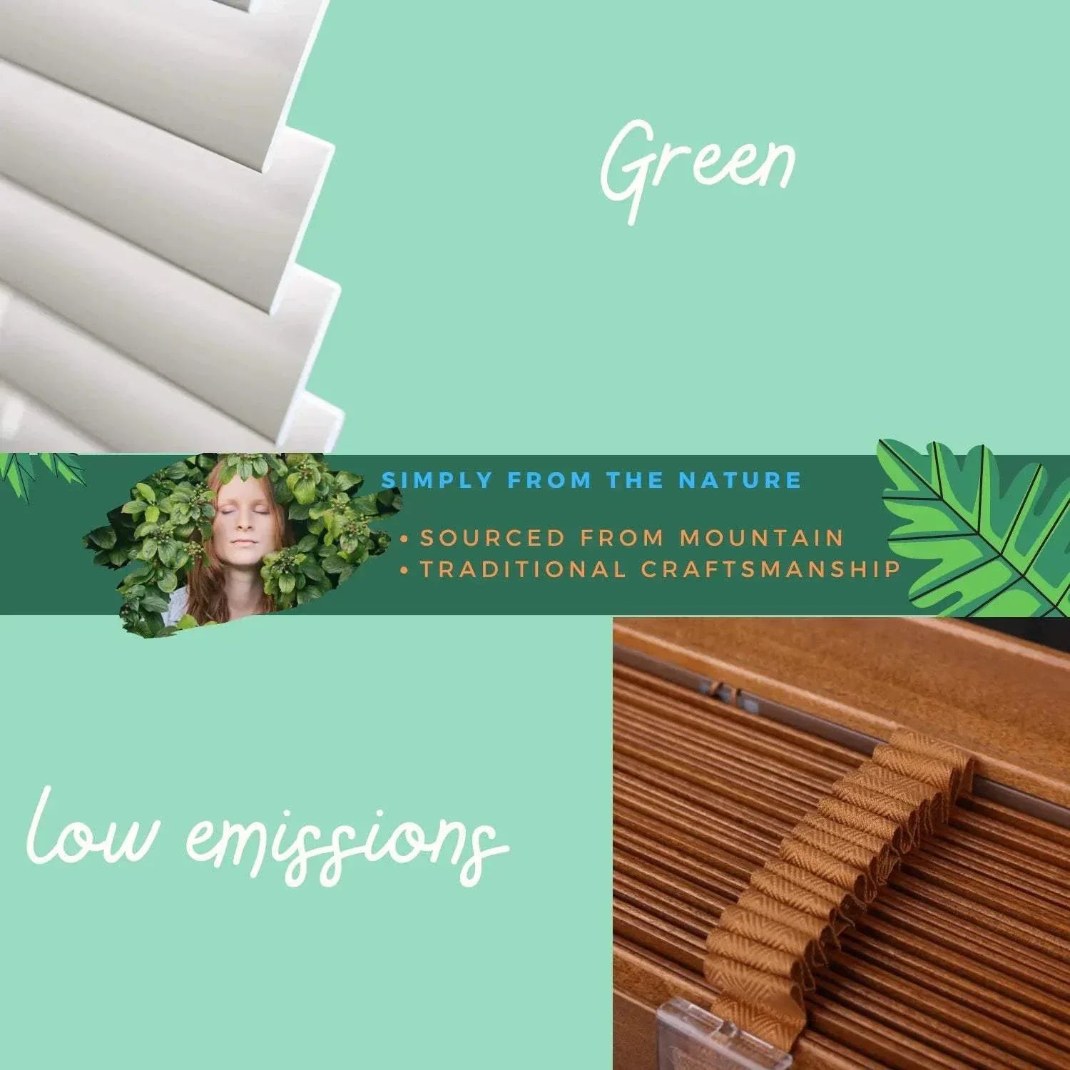 Value Blinds™ premium motorized basswood blinds with natural finish and smart control features