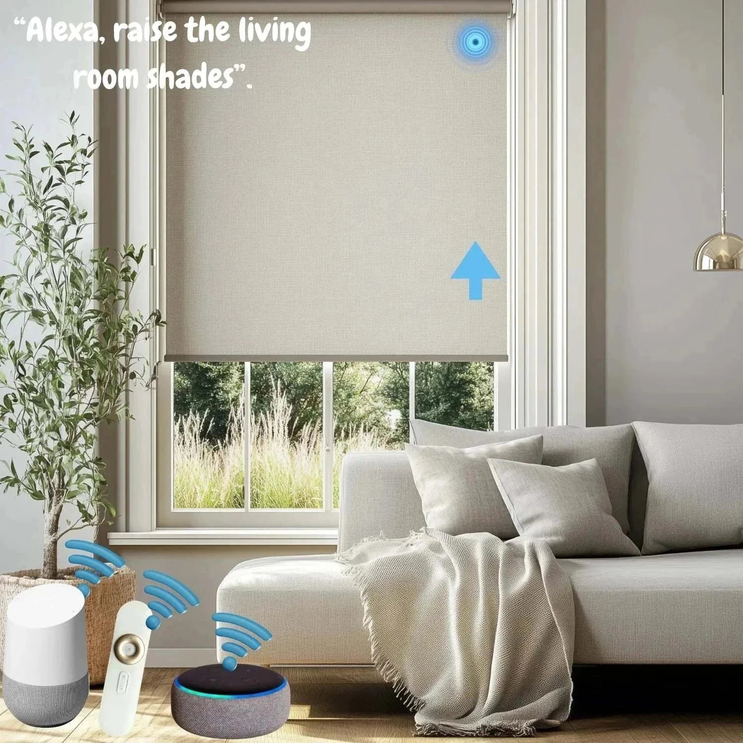 Value Blinds™ elegant premium motorized roller shades with light filtering and smart control