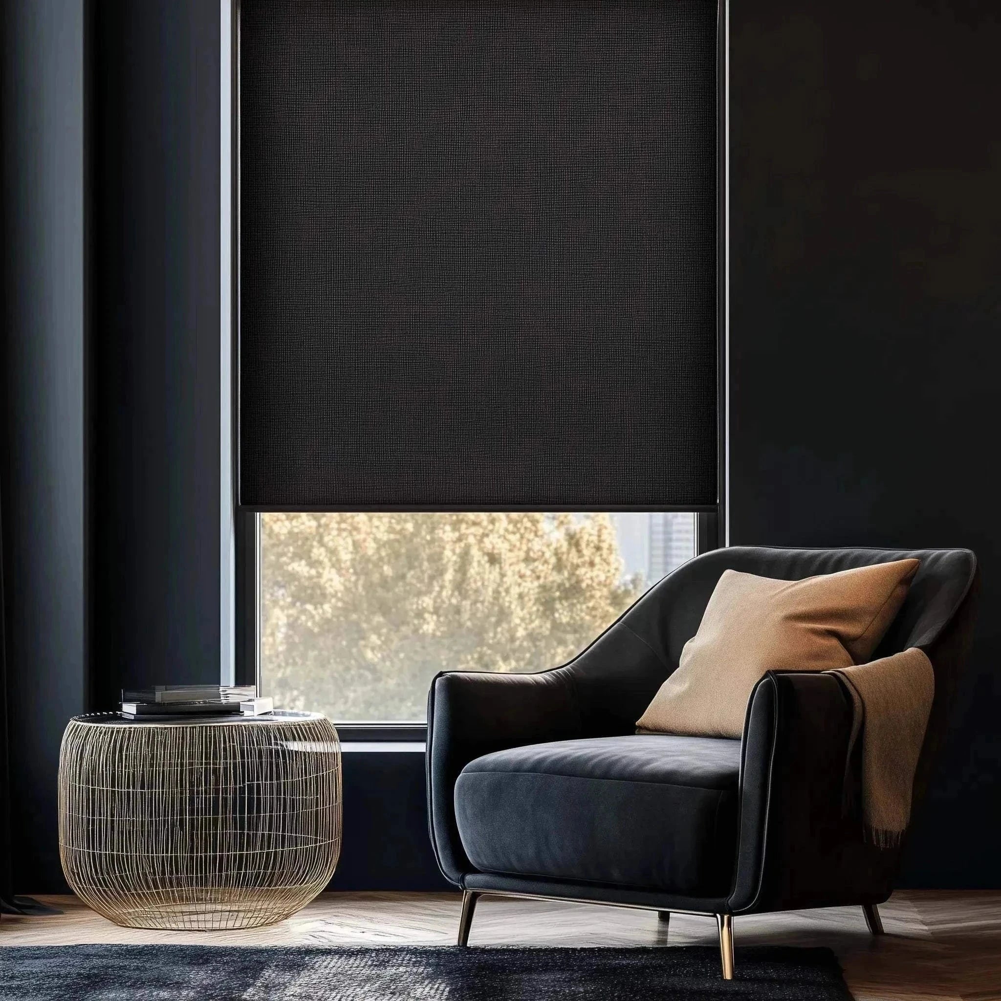 Value Blinds™ elegant premium solar shades with smart motorization and complete blackout