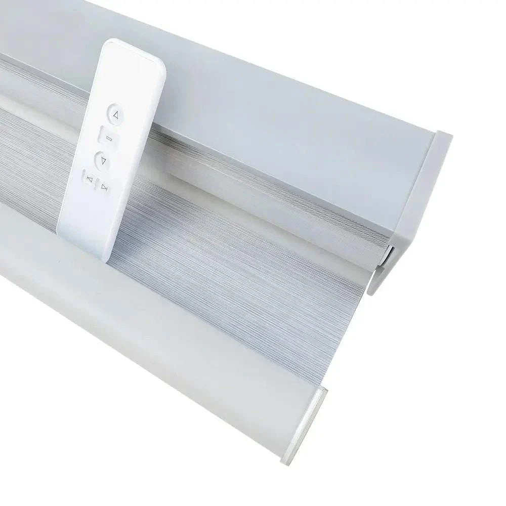 Value Blinds™ motorized premium zebra shades with remote control and light filtering fabric for customizable privacy and energy efficiency
