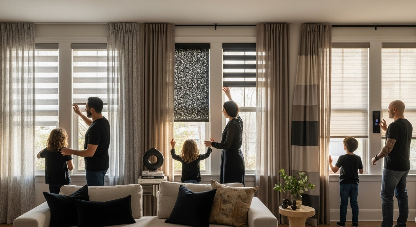 modern window dressings, home, natural light