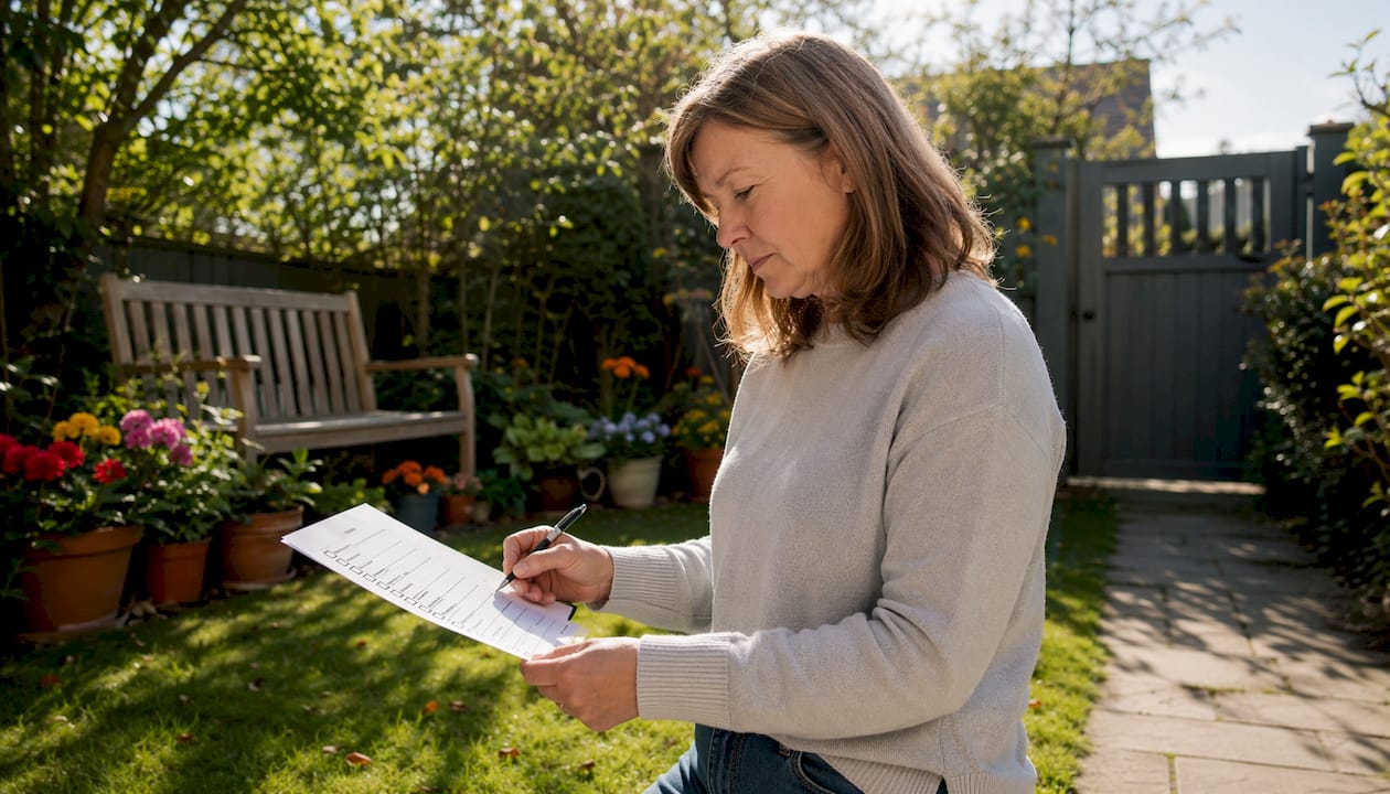 Woman checking home entryway safety features