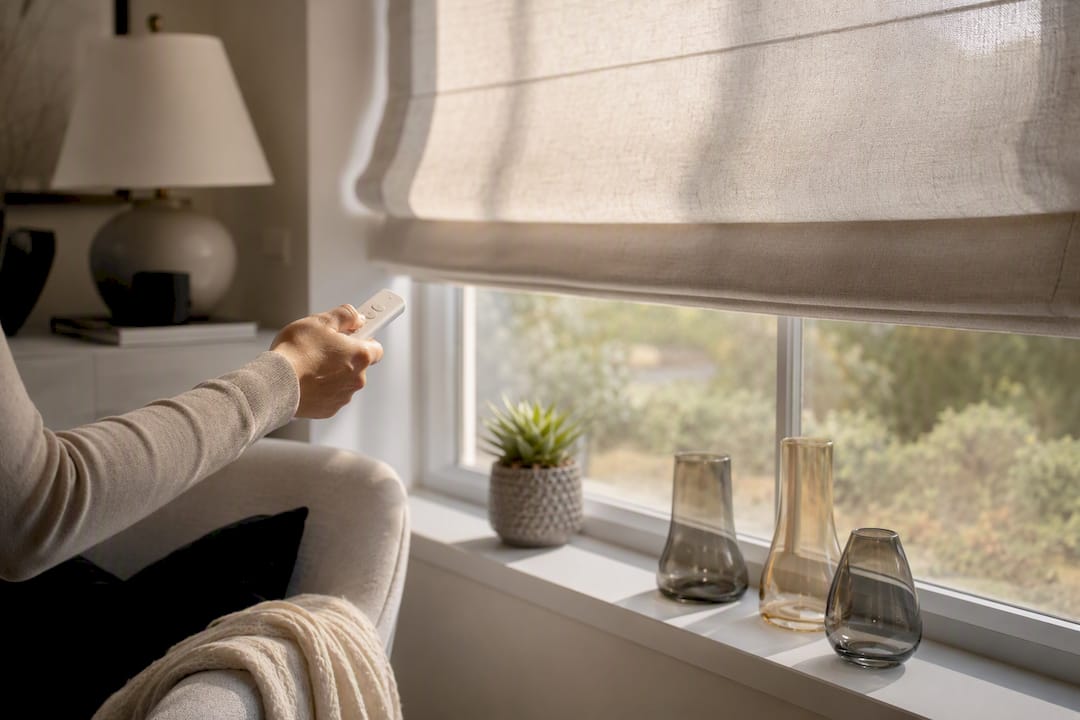 Hand operating remote control for roman blind