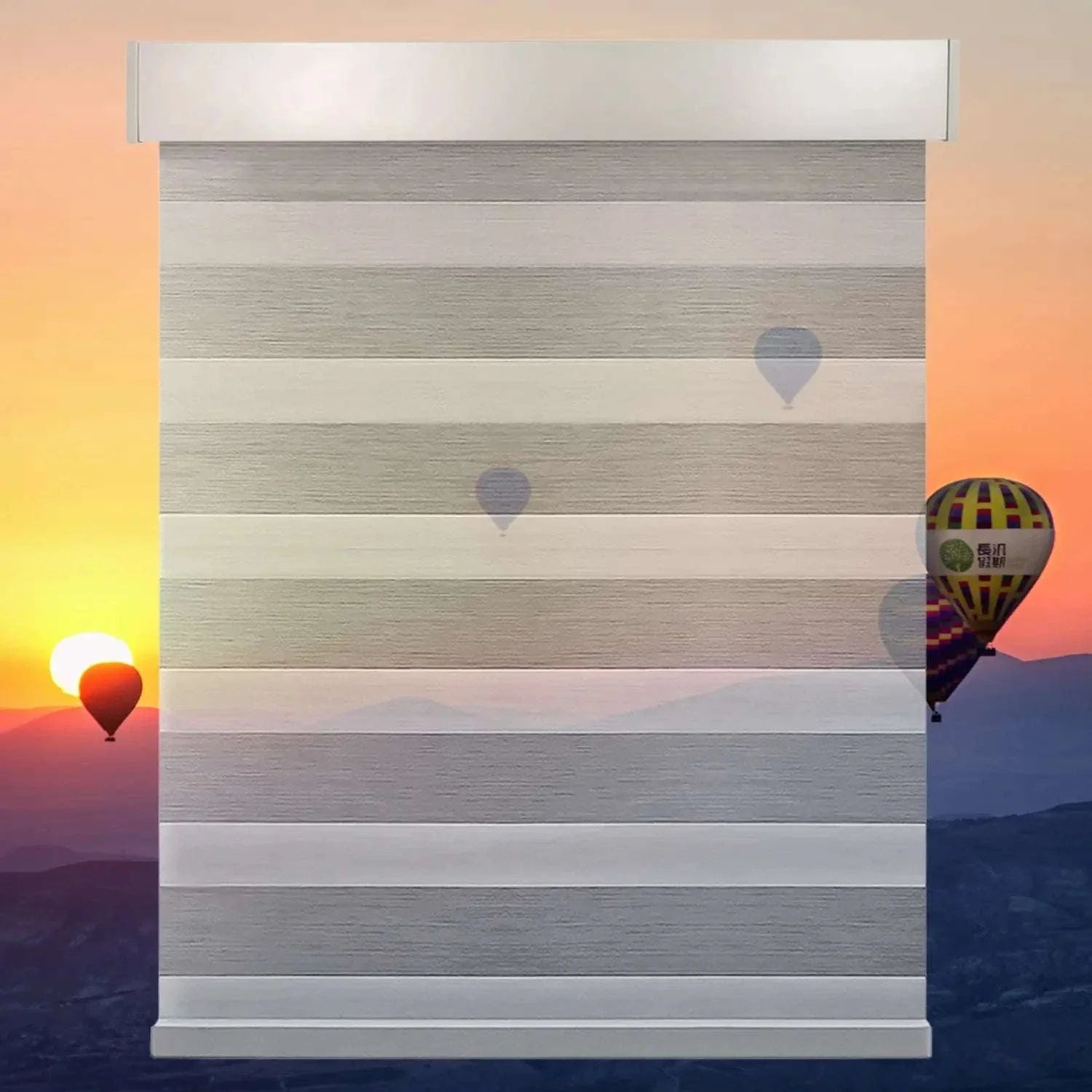 Value Blinds™ premium zebra shades with motorization, featuring light-filtering design for customizable light control and privacy.