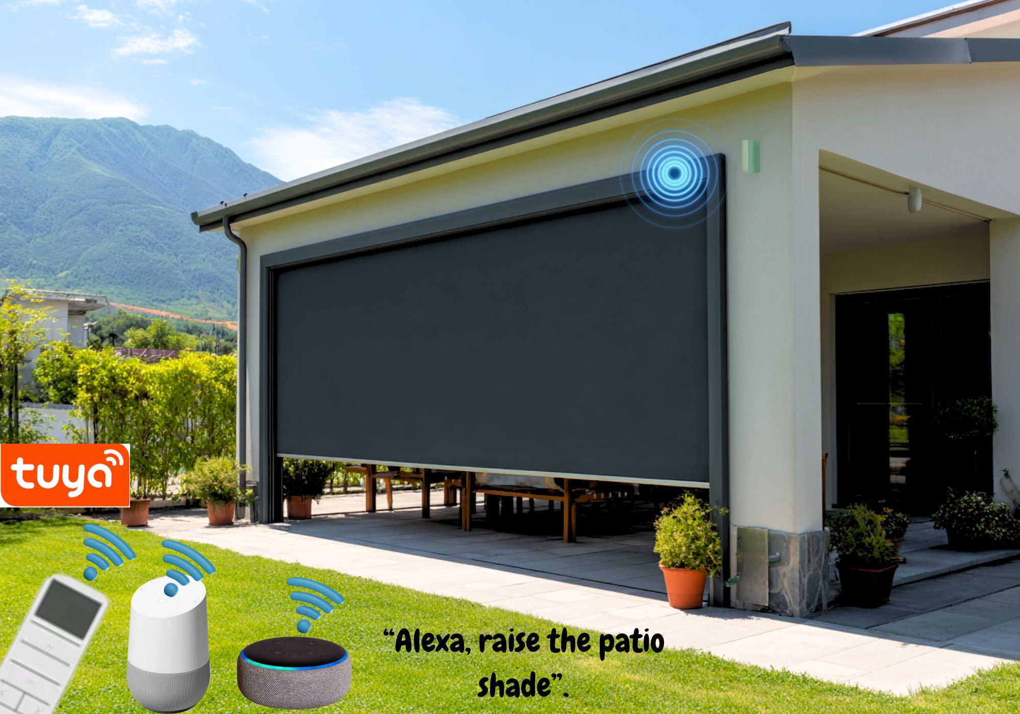 Value Blinds™ Motorized Outdoor Windproof Sunshades - Blackout for